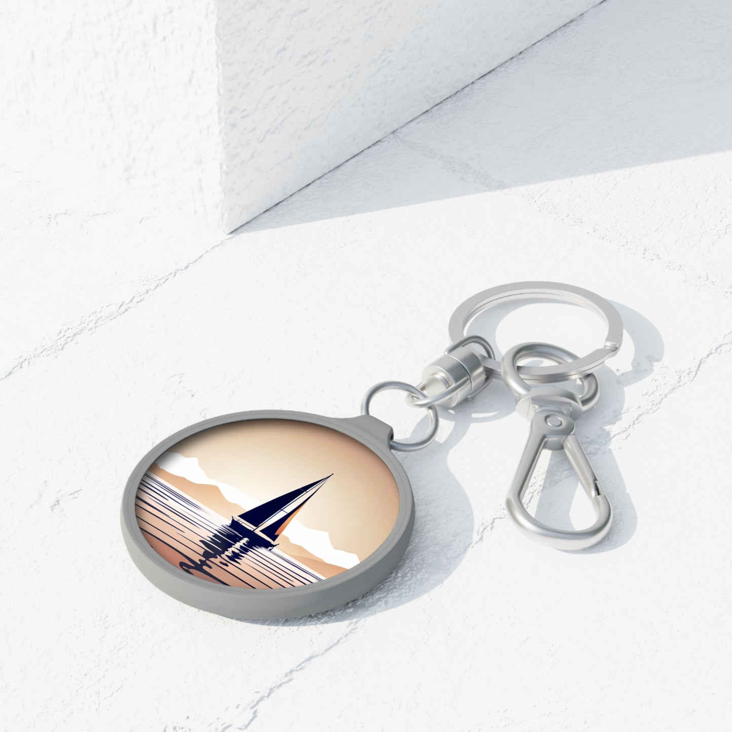 Sail Boat Sunset Keyring Tag