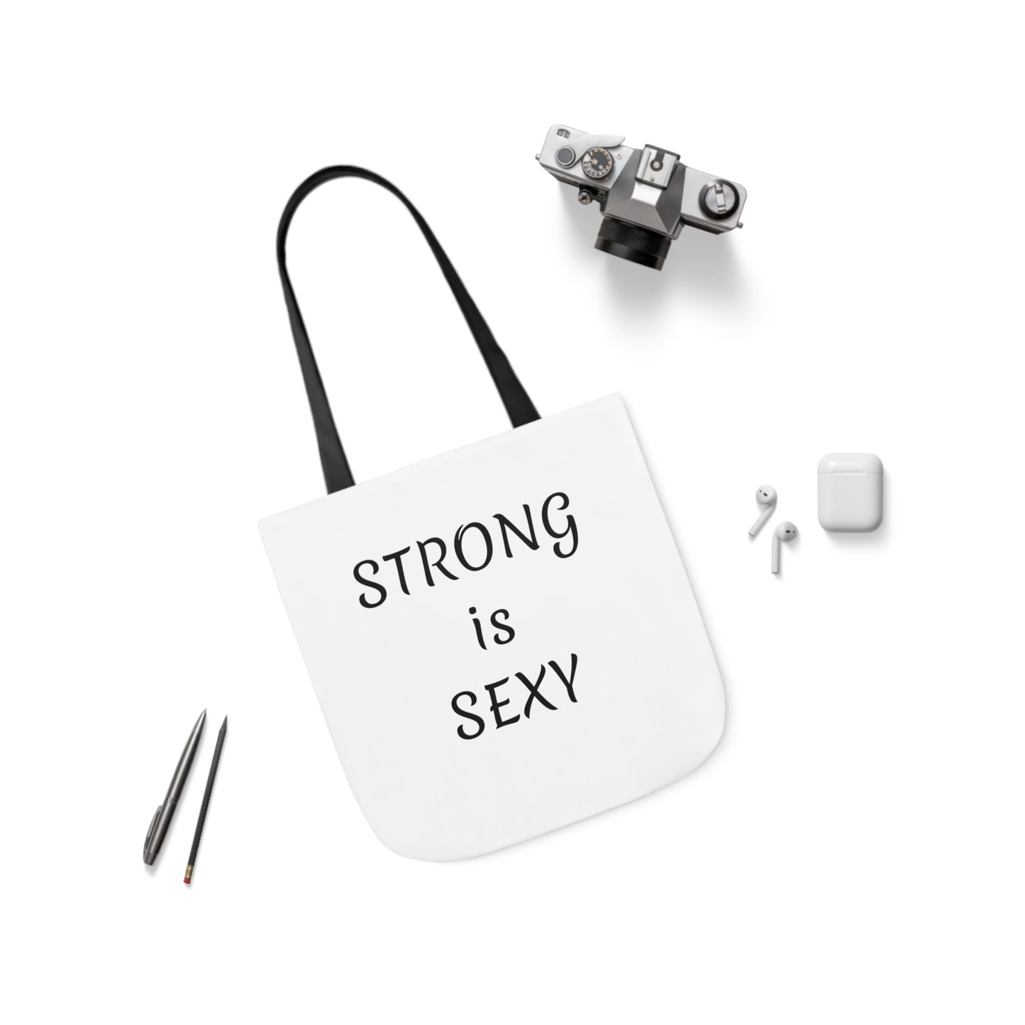 STRONG is SEXY/STRONG is BEAUTIFUL Polyester Canvas Tote Bag (AOP)