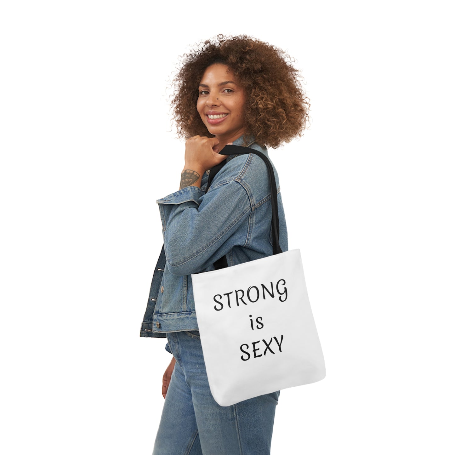 STRONG is SEXY/STRONG is BEAUTIFUL Polyester Canvas Tote Bag (AOP)