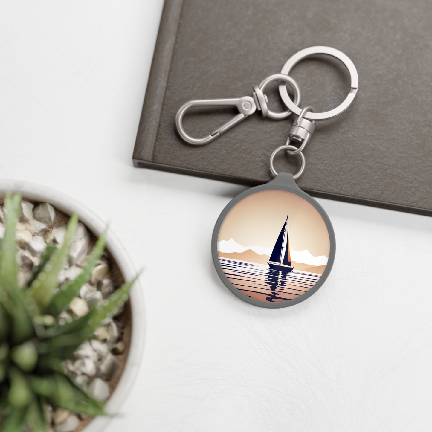 Sail Boat Sunset Keyring Tag