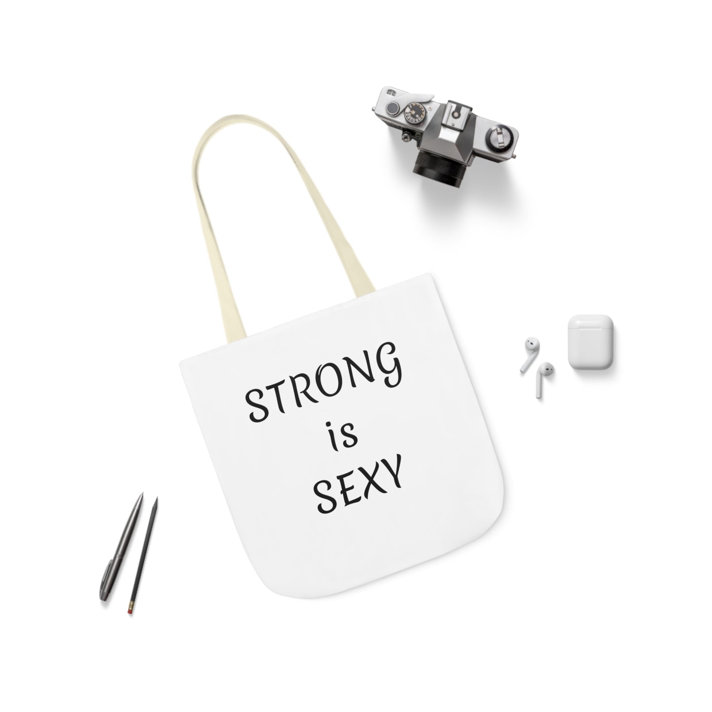 STRONG is SEXY/STRONG is BEAUTIFUL Polyester Canvas Tote Bag (AOP)